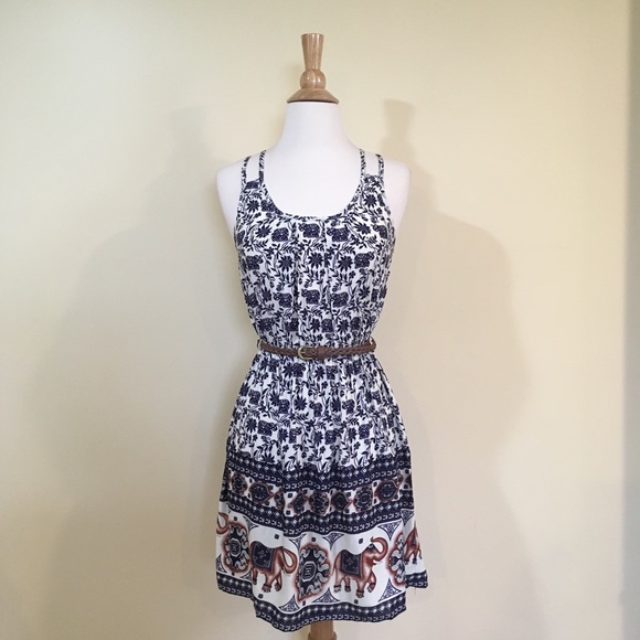 Crochet Lace Racerback Floral Fit and Flare Dress - Picture 4 of 8